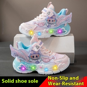 Zapatillas de Princesa para Niñas, Otoño, Plantilla de PU Suave, Nuevo Diseño de Dibujos Animados, Transpirables, con <span class=keywords><strong>Luces</strong></span>, Cierre Deslizante, Moda Infantil - Product Image 6