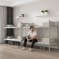 Lit superposé en métal pour écoliers avec escalier intégré