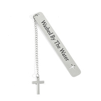 KOMI Vente Chaude Religieux En Acier Inoxydable Lettrage Signet Inspirant Bible Croix Pendentif Signet