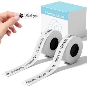 Ruban pour étiqueteuse thermique 15 mm x 6 m, étiquettes rectangulaires autocollantes pour emballage logistique, papier thermosensible - Product Image 1