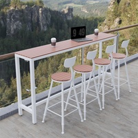 Table de bar et chaises modernes d'extérieur, imperméables, avec base en fer, pour 4 personnes, table longue rectangulaire pour petite cour
