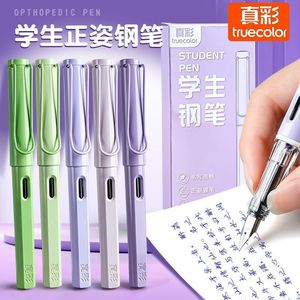 Pluma estilográfica con gradiente de color verdadero, punta de oro de 14k, cuerpo de acero inoxidable, uso en oficina, práctica de caligrafía para adultos, niños y principiantes - Product Image 5