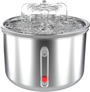 Distributeur d'eau automatique pour chat en acier inoxydable 2026, entièrement transparent/blanc, alimentation par charge, pour extérieur, 800g - Product Image 1