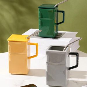 <span class=keywords><strong>Mug</strong></span> en céramique amusant de 18 oz en forme de réfrigérateur, tasse créative rétro pour thé, café, lait avec couvercle et paille, idéal pour le <span class=keywords><strong>bureau</strong></span> et la maison - Product Image 1