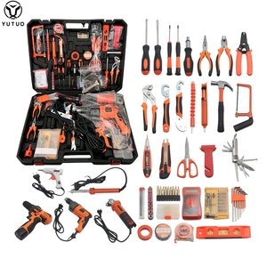 YUTUO 12V Elektrischer Schlagbohrmaschinen-<span class=keywords><strong>Set</strong></span> Bohrmaschine Heißklebepistole Lötkolben Handwerkzeug-<span class=keywords><strong>Set</strong></span> Winkelschleifer Kunststoffbox-<span class=keywords><strong>Set</strong></span> - Product Image 1