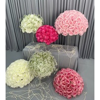 Boule de fleur colorée de luxe blanche décoration de mariage Rose blanche artificielle Rose bébé souffle fleur pièce maîtresse décor