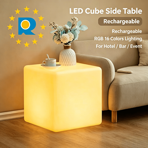 Taburetes LED Cúbicos Impermeables con Certificación CE RoHS, <span class=keywords><strong>Silla</strong></span> de Bar con Colores RGB, Batería Recargable para Jardín y Hotel - Product Image 1