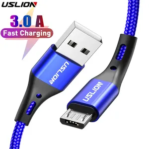 USLION 3A 마이크로 USB 케이블 고속 충전 삼성에 적합한 샤오미 화웨이 Realme OPPO 안드로이드용 휴대폰 USB 데이터 와이어 코드 0.5/1/2/3M