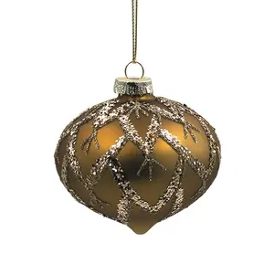 Adornos de bolas de cristal con lentejuelas para el hogar adornos colgantes de árbol de Navidad, color marrón, venta al por mayor de fábrica