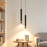 Lustre LED moderne à tête unique, suspension cylindrique en aluminium, design original, noir, avec cordon, pour chambre à coucher