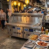 Barbecue mobile professionnel sans fumée avec système de purification de la fumée multi-étapes pour une utilisation commerciale en extérieur