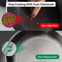 Poêle à frire antiadhésive en titane à triple couche, motif martelé, pour la cuisine domestique