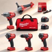 Kit combiné Milwaukee Fuel, outils électriques sans fil de qualité industrielle, perceuse, clé à chocs, meuleuse, kit complet pour la réparation