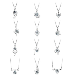 Ciondolo scintillante girocollo di pietre preziose all'ingrosso 1 carato D moissanite 925 argento <span class=keywords><strong>taurus</strong></span> segni zodiacali collana zodiacale - Product Image 1