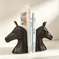 Paire d'entretoises à livres modernes en forme de tête de cheval, en cuivre fait main, robustes et décoratives, pour bureau, maison, étagère