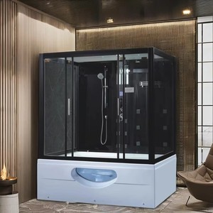 Sauna de Vapor Acrílica Multifuncional Doble para 2 Personas, <span class=keywords><strong>Ducha</strong></span> Combinada Cerrada, <span class=keywords><strong>Hidromasaje</strong></span> con Cascada, Bañera de <span class=keywords><strong>Hidromasaje</strong></span> con Puerta Corredera de Aluminio - Product Image 3