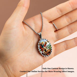 GIVELUCK 타원형 스테인레스 스틸 18K 금도금 스파클링 세인트 파드레 피오 펜던트 사용자 정의 낙인 묵주 디자인 가톨릭 고백 - Product Image 3