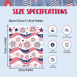 Vinyle HTV Thème Fête de l'Indépendance, 10 feuilles, 11,81x9,84 pouces, motif patriotique étoile, drapeau, feux d'artifice, lavable, inaltérable, transfert à l'eau - Product Image 3