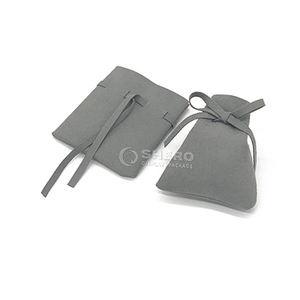 Sac à bijoux en microfibre avec cordon de serrage, logo personnalisé, boucles d'oreilles, collier, petit bracelet, emballage de pochette cadeau pour bijoux - Product Image 1