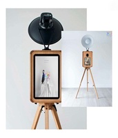 Photomaton rétro double face en bois avec compatibilité appareil photo reflex numérique/SLR et iPad, impression en libre-service, contrôle par écran tactile, Wi-Fi