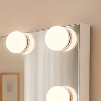 Miroir de maquillage LED Hollywood blanc à 15 ampoules 50x40cm avec base fixe, miroir sans cadre pour chambre à coucher, salon, hôtel, salon de coiffure