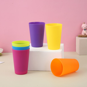 RTS anak-anak 160ML kosong warna-warni mulut lebar permukaan Matte polos plastik dapat ditumpuk cangkir Stadion - Product Image 1