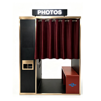 Photomaton vintage fermé avec impression instantanée pour centres commerciaux, mariages et entreprises de location d'événements