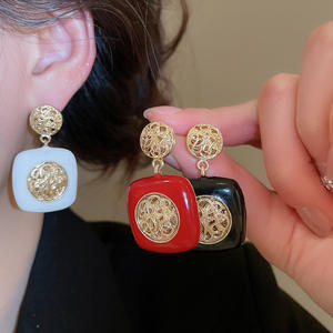 Wholesale Square Shaped Pendant Necklace Earrings <b>set</b> for Women Luxury Party <b>Dinner</b> Jewelry <b>Set</b> - Product Image 2