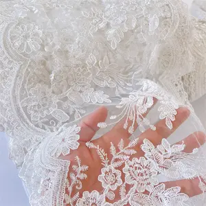 हस्तनिर्मित 30cm शादी की पोशाक होम टेक्सटाइल कपड़े कढ़ाई फीता सेक्विन जाल फीता कपड़े