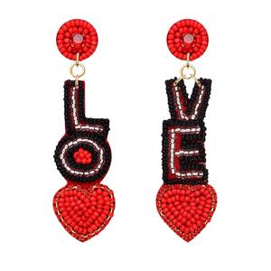 Nueva gran oferta, moda de alta calidad, pendientes hechos a mano con cuentas para el Día de San Valentín, pendientes de corazón con letras LOVE, bohemios - Product Image 2