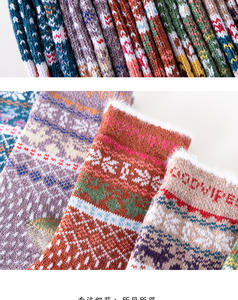 महिलाओं की मिड-ट्यूब फ्यूजी बुलबुल किनारे मोटी लाइन जातीय थंडर और रंग ब्लॉकिंग कॉर्डिक पैटर्न मोजे - Product Image 5