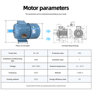 <span class=keywords><strong>ABB</strong></span> M2BAX 0.18KW-250KW 6-Pole 1000RPM trifásico assíncrono <span class=keywords><strong>motor</strong></span> elétrico IE2 eficiência IP55 proteção 380V 50Hz IC411 - Product Image 3