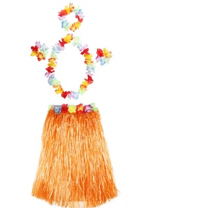 Jupe en herbe élastique de <span class=keywords><strong>danseuse</strong></span> <span class=keywords><strong>hawaïenne</strong></span> Hula avec ensemble de costume fleuri - Product Image 4