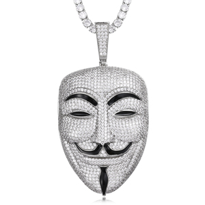 Bijoux hip-hop chrétiens en cuivre avec placage en or 18 carats avec un pendentif <span class=keywords><strong>visage</strong></span> souriant <span class=keywords><strong>de</strong></span> <span class=keywords><strong>vengeance</strong></span>. Bijoux luxueux en zircone - Product Image 1