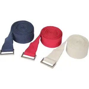 Cinturón de correas de Yoga de algodón reciclado orgánico amigable, hebillas metálicas para uso físico, etiqueta privada de Color personalizada al por mayor - Product Image 1