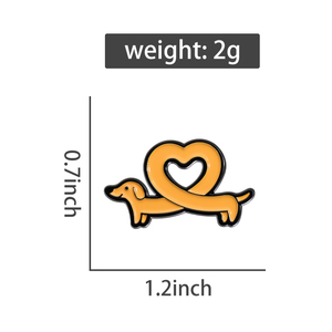 Broche de amor de Dachshund de dibujos animados, bolso escolar, decoración de <span class=keywords><strong>ropa</strong></span>, accesorios a juego, insignia de Pin de caballo con goteo de aceite de aleación bonita - Product Image 6