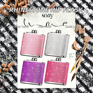 กระบอกเหล็กสแตนเลสทรงสี่เหลี่ยมขนาดเล็ก 6 ออนซ์ พกพาสะดวก ป้องกันการรั่วซึม เป็นมิตรกับสิ่งแวดล้อม ประดับคริสตัลเพชร สำหรับผู้หญิง ใช้ใส่ไวน์ เหล้า วิสกี้ สำหรับงานปาร์ตี้ - Product Image 2