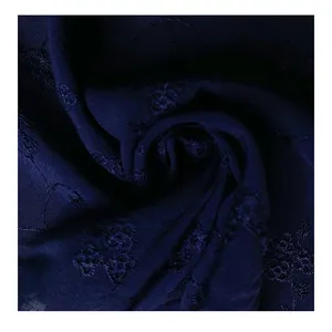 Camisa de gasa de rayón lisa con bordado de flores pequeñas para mujer y niño, color azul marino, 100%