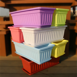 <b>Rectangular</b> Vegetable <b>Planting</b> <b>Pots</b> Large Plastic Flower <b>Pots</b> For Home Balcony Planters Creative Design Multi Color Options - Product Image 2