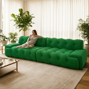 Nuovo Design di Lusso 2026: Divano Teal Verde Italiano Moderno, Imballato Sottovuoto - Product Image 2