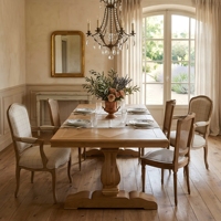 D1637-300P Antiker Französischer Eichen-Esstisch aus Massivholz 300x120x78cm Outdoor Landhaus Esszimmermöbel