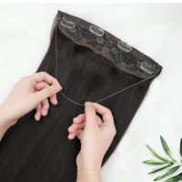 Extensions de cheveux Amygirl en fil de pêche ajustable, 100 % cheveux humains, extensions halo invisibles
