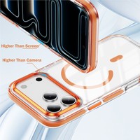 Coque Magnétique Transparente Souple avec Pare-chocs Coloré pour iPhone 17 Air 16 15 14 13 Pro Max Plus, Compatible Charge Sans Fil