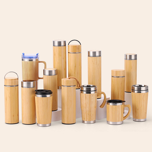 Bouteille d'eau en bambou 500ml, bouteille d'eau en acier inoxydable avec couvercle en bambou, large choix de styles, logo personnalisé - Product Image 1