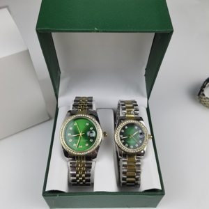 High-end Couple-themed Calendar Waterproof <strong>Watch</strong> with Diamond Inlays Perfect Dual <strong>Watch</strong> <strong>Set</strong> for Couples - Product Image 6