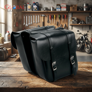 Sacoche latérale de moto en cuir véritable vintage imperméable - Product Image 2
