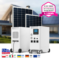 Système de batterie solaire tout-en-un hors réseau 51,2 V 100 Ah 5,12 kWh avec onduleur 5 kW 8 kW 10 kW, batterie LiFePO4, CAN BMS, 6000 cycles