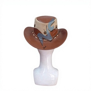 Chapeau de cowboy en cuir Nabtay Sports, imprimé par sublimation, marron, unisexe, décontracté, adulte, 56-58CM, pour extérieur, printemps-automne, avec perles décoratives - Product Image 2