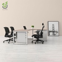 Bureau de direction moderne de luxe IULTRA pour les gestionnaires de bureau Douilles de table de direction contemporaines durables en MDF MFC bois finition teck