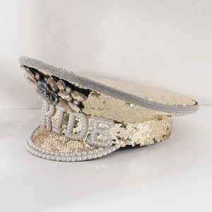 Sombrero Unisex Estilo Y2K con Pedrería <span class=keywords><strong>de</strong></span> Rosas, Gemas en Forma <span class=keywords><strong>de</strong></span> Gota <span class=keywords><strong>de</strong></span> Agua, Lentejuelas, Perlas y Letras BRIDE para Compromiso y Vacaciones - Product Image 1